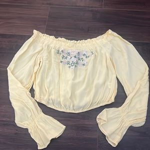 PACSUN LA hearts off the shoulder - bell sleeves- yellow top